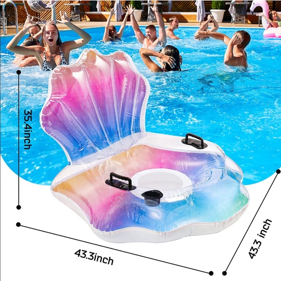 New Inflatable River Run Pool Tube Pool float w/ Mesh Bottom/Handles/Cup Holder - Picture 5 of 5